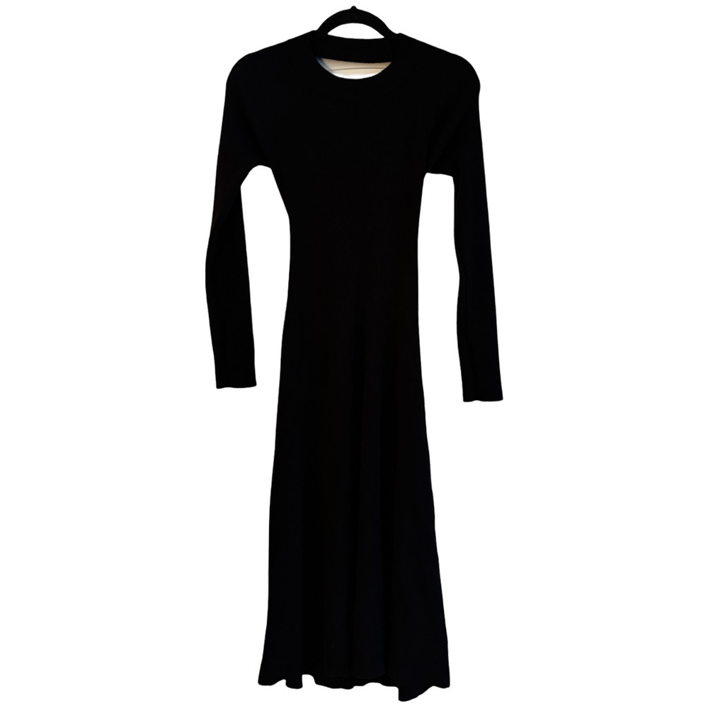 Endless Rose Black Backless Long Sleeve Dress with Ribbon Detail